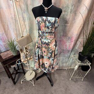 📌Coast Beautiful Floral Silk Blend Cocktail - Evening Strapless Bubble Dress